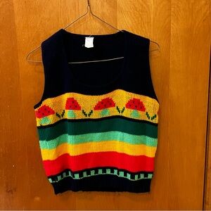 Amazingly Groovy 70s Vintage Mushroom Sweater Vest Small